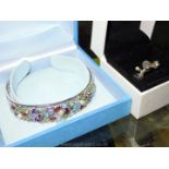 A 925 silver multi-gem Bracelet and ring.