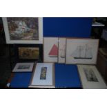 A quantity of prints to include; Doc-yard and harbour Devon Port,