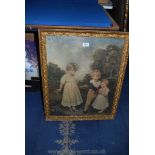 A large framed Pears style print of three children