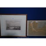 A framed and mounted engraving entitled 'Sunset' Bng of War going out of harbour (taken from a