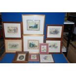 A quantity of prints and watercolours including Lithograph of Lucy Aston Wright,