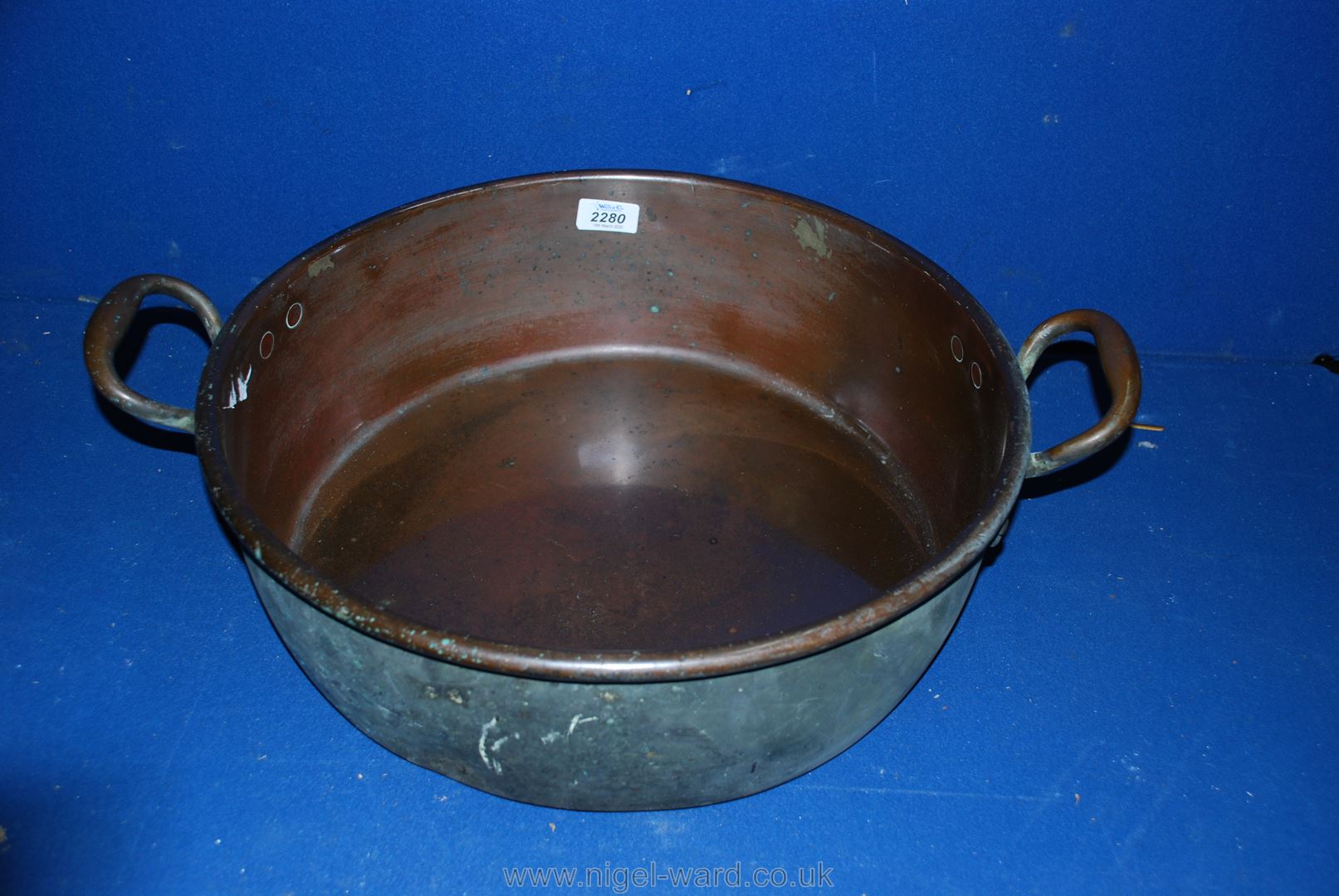 A large Copper jam Pan. 16" diameter.