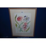 A framed and mounted watercolour depicting flowers, signed lower right J. Callanan, January 97'.