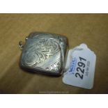 A Birmingham silver Vesta with diagonal swirl pattern and initials engraved to lower left corner,