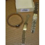 A rolled gold gate style watch wristlet, 148 mm long approximately, as found,
