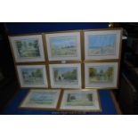 Eight Limited Edition Henry Miller prints of various country landscapes..