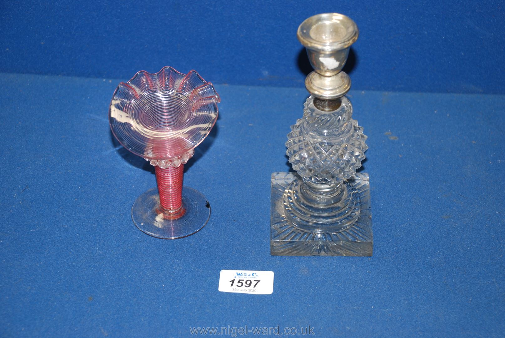 A cut glass Candlestick, - Image 2 of 2