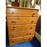 Modern five drawer tallboy,