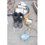 Worklight, Sandex, thermal boots, allen keys, tools etc.