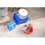 Aluminium saucepan and lid, camping gas stove and various tools, etc.