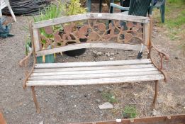 Metal framed garden bench 4' long.
