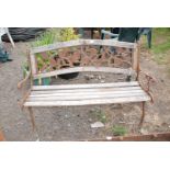 Metal framed garden bench 4' long.