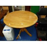 Modern pine circular pedestal table,