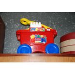 Child's pull along trolley and good quantity of Mega Blocks