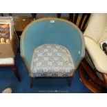 Blue and gilt coloured Lloyd loom style bedroom chair