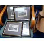 4 x coloured prints depicting scenes of Newport, Abergavenny etc.