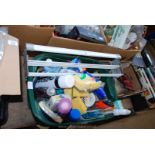 A Laundry basket and contents including household cleaning fluids,