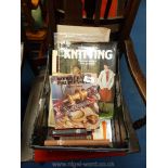 Box of books on wood turning, knitting etc.