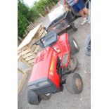 Rally 12HP 5 speed ride on lawn mower, blade cover a/f. with metal trailer 3'6" x 2'8".
