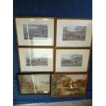 Six framed Hunting Prints.