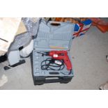 Power Devil electric drill and plastic tool box