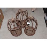 3 x wicker hanging plant holders.