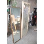 2 x wooden framed mirrors, 58" x 19" and the other 51" x 15".