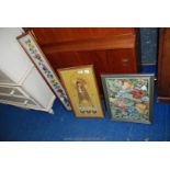 Four framed tapestry pictures,