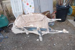 Wooden wheelbarrow with metal wheel a/f.