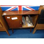 Small two drawer record cupboard with quantity of LP's, 25'' high x 22'' long x 15'' deep.