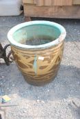 Glazed pottery garden planter with dragon design 17" tall.