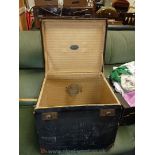 A square leatherette travel box, 18'' square.