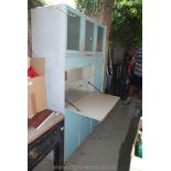 Vintage kitchen larder cabinet with three glazed doors,