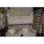 Modern three piece suite of double settee and two chairs