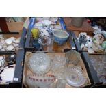 Two boxes of glass dishes and bowls,