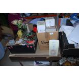 Two boxes of miscellanea including china, teapot, jug,