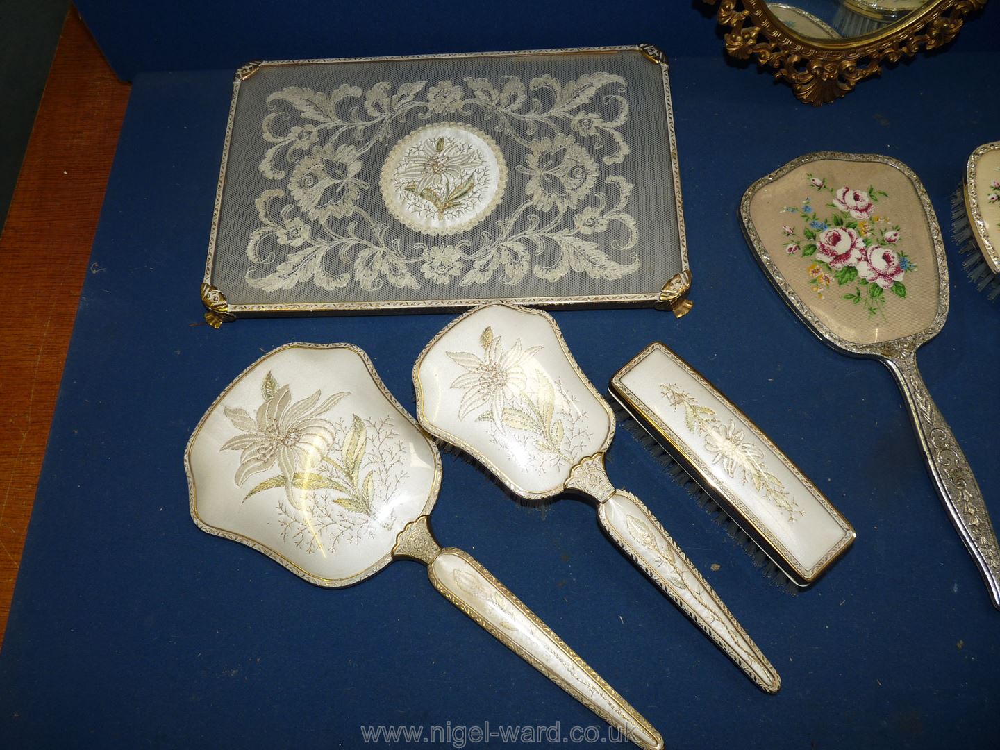 A quantity of part dressing table sets, gilded mirrors, glass trays, etc. - Image 2 of 5