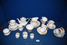 A quantity of part Teasets including 'Belinda' Paragon including teapot, cups, saucers, milk jug,