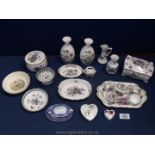 A tray of mixed china to include trinket boxes, pin dishes, child's tea set, posy vases by Poole,