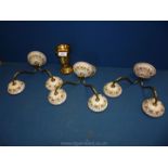 A pair of vintage Capo-di-monte wall lights and one spare a/f and a 1930's mercury glass Vase with
