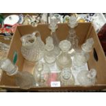 A box of decanters, claret jug and bubble water jug.