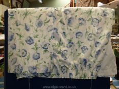 Pair of Laura Ashley lined Blue Poppy design curtains, 62'' x 70''.