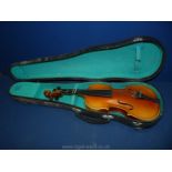 A Lark violin 18 1/2" long a/f, no bow, with case.