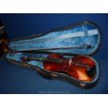 A Tatra by Rosetti violin with bow and case, 23 1/4" long, a/f.