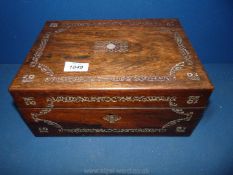 A Rosewood and Mother of Pearl sewing box, 1880.