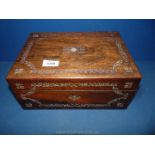 A Rosewood and Mother of Pearl sewing box, 1880.