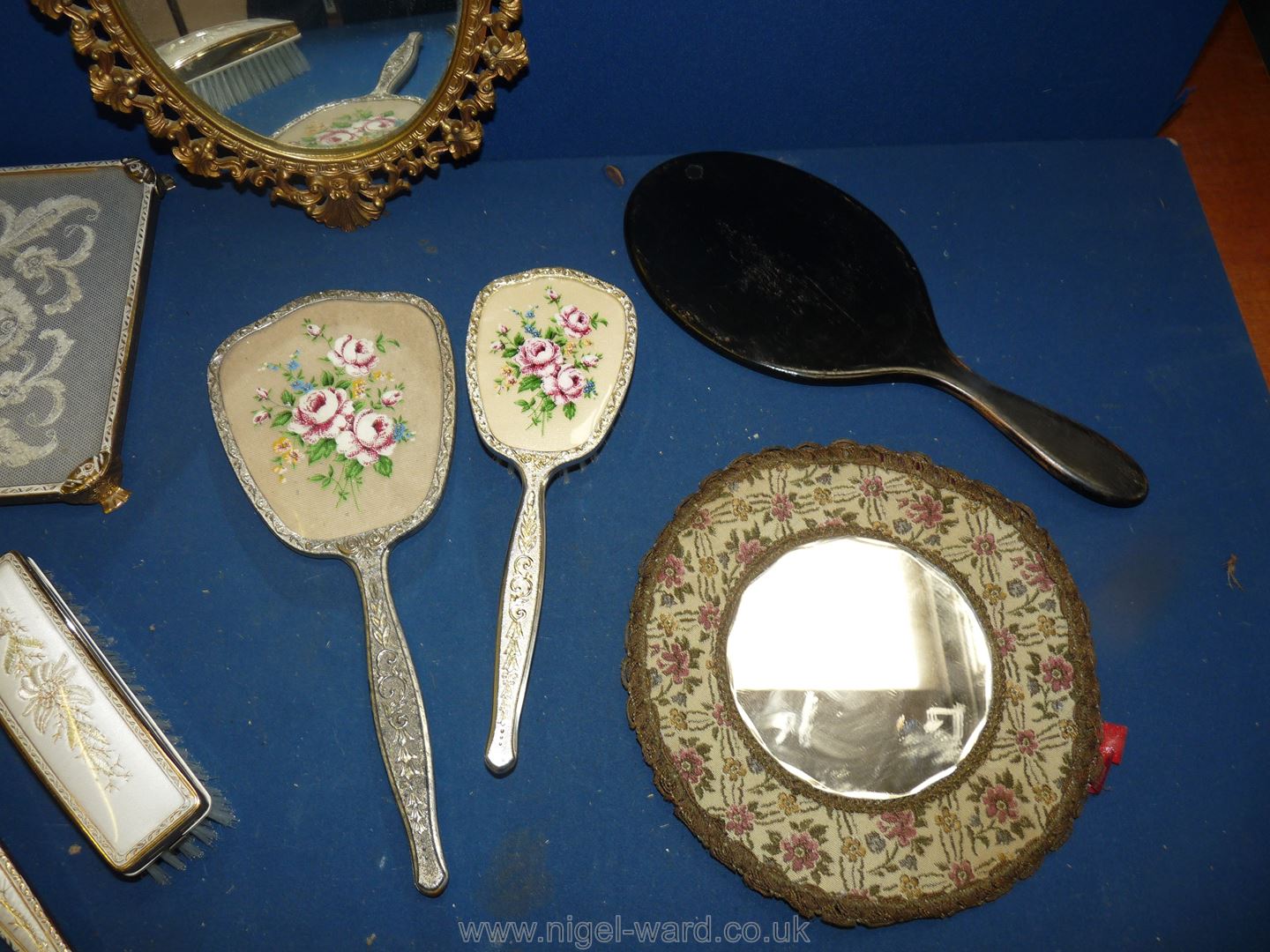 A quantity of part dressing table sets, gilded mirrors, glass trays, etc. - Image 3 of 5