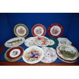A quantity of miscellaneous plates: Aynsley 'Cottage garden plate', two Limoges plates etc.