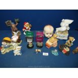 A quantity of miscellaneous china including three Royal Doulton figures 'Don't forget Old Bear