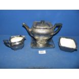 A Royal Winton silver lustre four piece tea set.